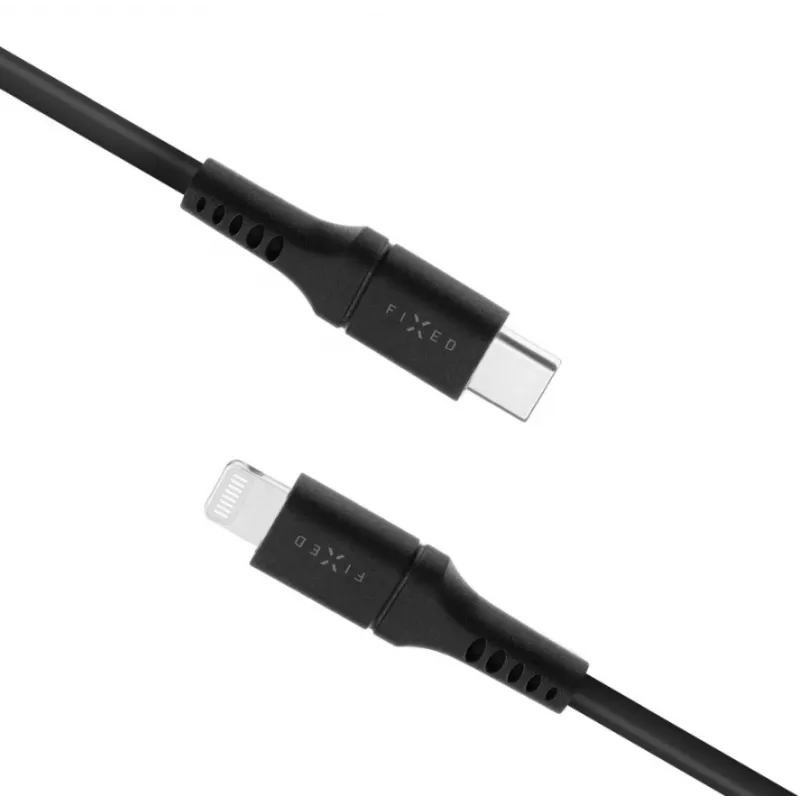 USB-C į Lightning fiksuotas laidas FIXED FIXDLS-CL12-BK 1,2 m skystas silikonas