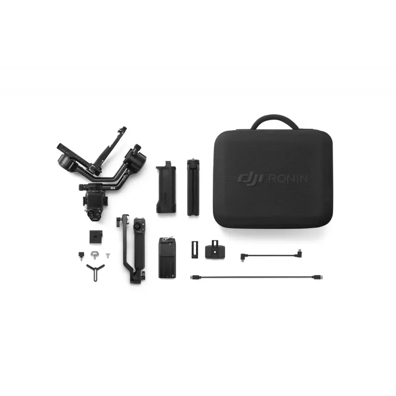 Rankinis kameros stabilizatorius DJI RS 5 combo — aliuminis, 30 h akumuliatorius, 1,46 kg, juodas