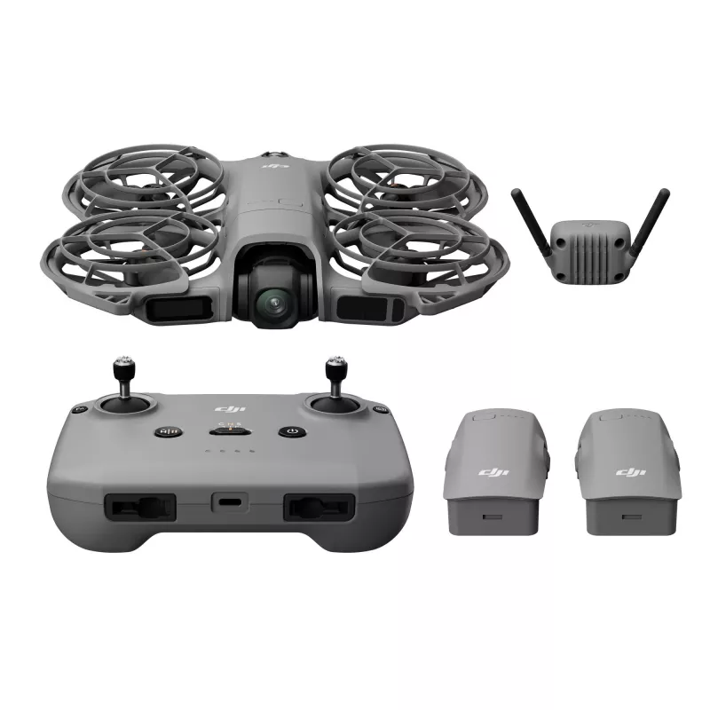 Kvadrokopteris dronas DJI Neo 2 Fly More Combo — 4 rotoriai, 12 MP kamera, 2688×1512 vaizdo įrašas, 1606 mAh baterija, 49 GB vidinė atmintis, juoda/pilka