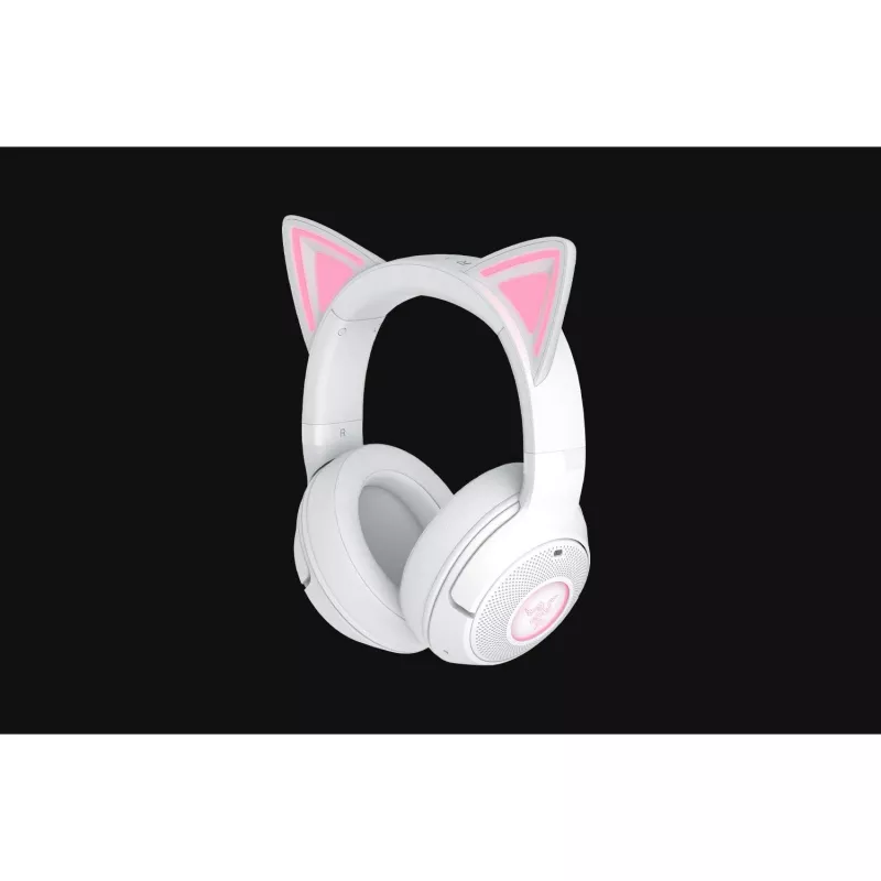 Belaidės žaidimų ausinės Razer Kraken Kitty V2 BT Baltos su Bluetooth, THX Spatial Audio, RGB apšvietimu