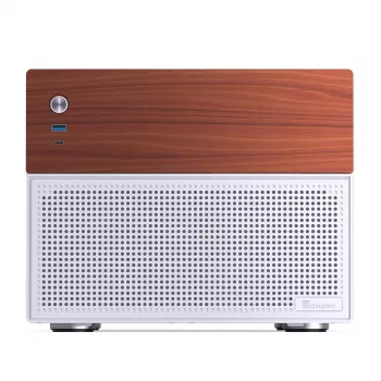 Mikro tornio kompiuterio korpusas Jonsbo N4 WHITE Mini-ITX su grūdintu stiklu