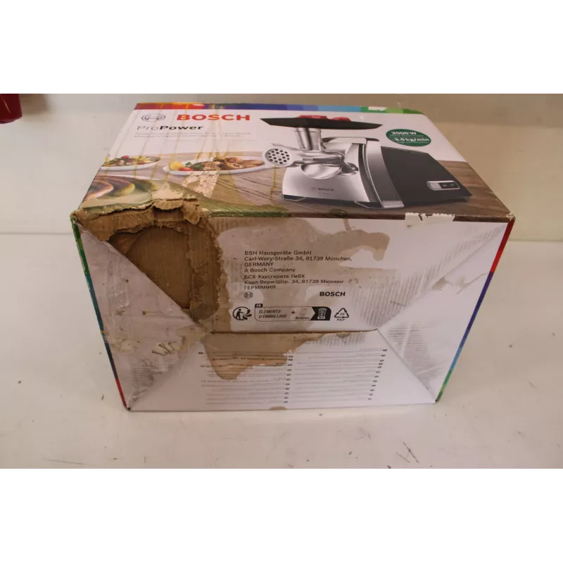 Mėsmalė Bosch MFW67440 ProPower — 2000 W, 1 greitis, 3,5 kg/min, juoda (pažeista pakuotė)