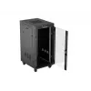 Stovintis 19 colių 24U montavimo spinta LANBERG 600x800 mm juoda su stiklinėmis durelėmis ir LCD išpjova (plokščia pakuotė) v2
