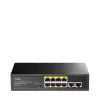 Tinklo jungiklis Cudy FS1010PG — 10/100 Mbps, 8 PoE prievadai, 2 aukštyn, 120 W PoE biudžetas, metalinis korpusas