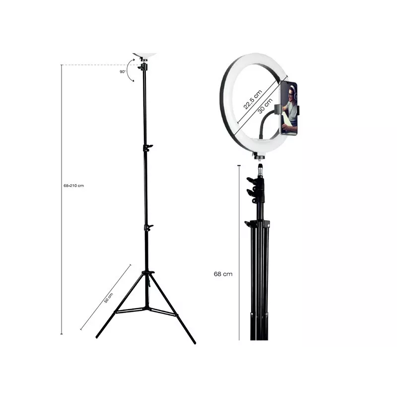 TRACER RING 30 cm žiedinė lemputė su trikoju 210 cm