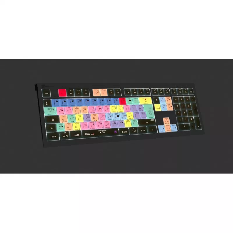 Logickeyboard Adobe Premiere Pro CC ASTRA 2 apšviesta klaviatūra Mac prancūziška (LKB-PPROCC-A2M-FR)