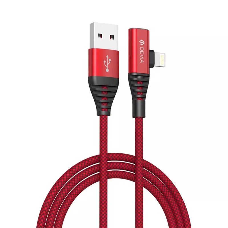 USB 2-in-1 įkrovimo/duomenų laidas Devia Strom Series 1,2 m — raudonas