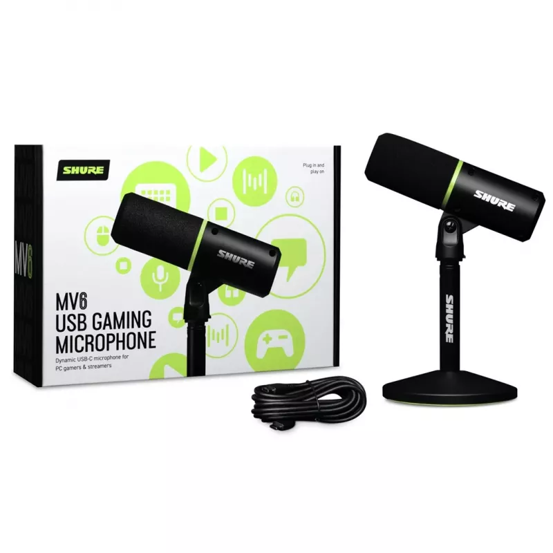 Shure MV6 - USB-C kardioidinis dinaminis mikrofonas žaidėjams ir transliuotojams