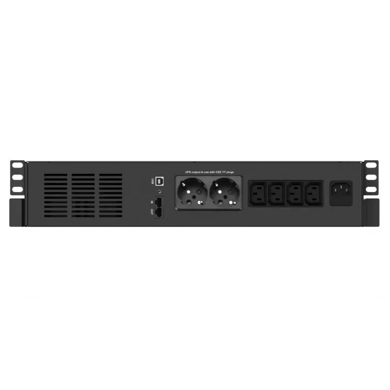 Uninterruptible Power Supply Infosec X4 600 RM Plus — 0.6 kVA (360 W), 6x Type F lizdai, LCD, stovo tvirtinimas