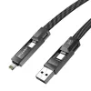 4-in-1 kabelis BlitzWolf BW-HDC7 — USB-C, Lightning, USB-A, Micro-USB 1,2 m 240 W juodas
