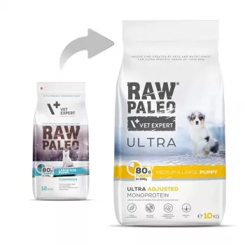 VET EXPERT RAW PALEO Ultra Medium&Large Puppy Turkey - sausas ėdalas šuniukams - 10 kg