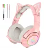Ausinės Onikuma K9 Pink RGB Gaming Headphones