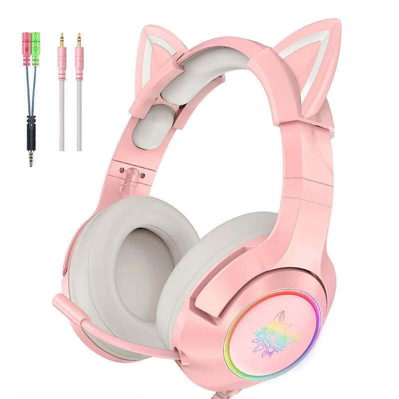 Ausinės Onikuma K9 Pink RGB Gaming Headphones