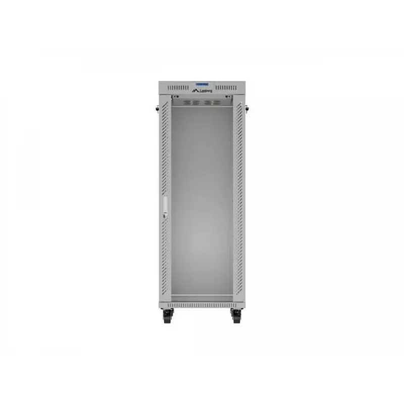 19 colių 32U LANBERG stovimasis stovas-spinta 600×800 mm pilka su stiklinėmis durelėmis ir LCD (plokščia pakuotė)
