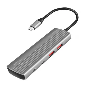 LogiLink USB 3.2 Gen2 koncentratorius 7+1 prievadų 2x USB-A 5x USB-C PD 100W aliuminis