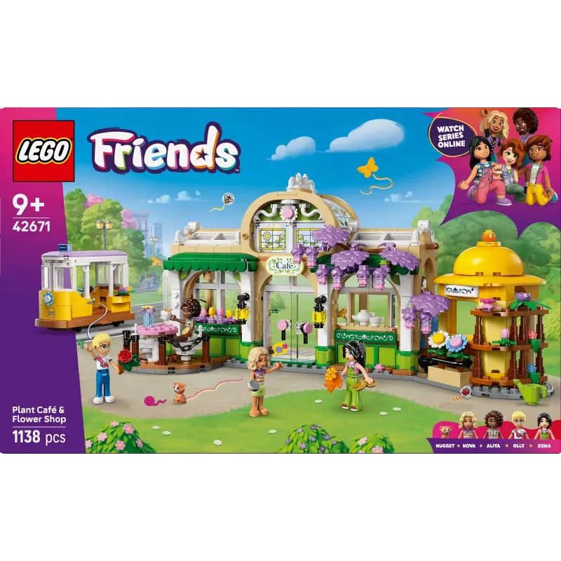 LEGO rinkinys LEGO FRIENDS 42671 Augalų kavinės ir gėlių parduotuvės žaidimų rinkinys su kavinės ir gėlių parduotuvės funkcijomis