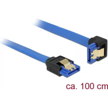 SATA kabelis DeLOCK 85093 1 m SATA 7 kontaktų Juoda Mėlyna