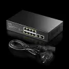 Tinklo jungiklis Cudy FS1010PG — 10/100 Mbps, 8 PoE prievadai, 2 aukštyn, 120 W PoE biudžetas, metalinis korpusas
