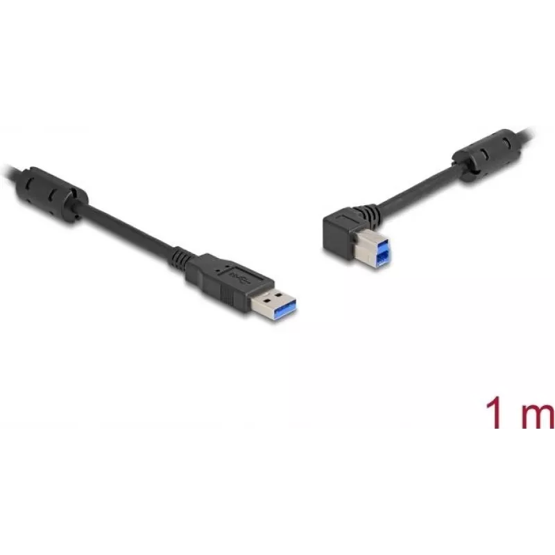DeLOCK USB laidas Type-A kištukas į Type-B kištuką 90° kairėn pasuktas 1 m