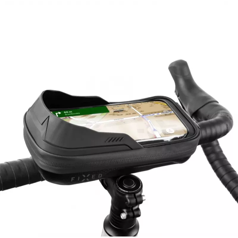 Dviračio telefono dėklas FIXED FIXBIB2-BK — išmaniesiems telefonams iki 6,8 colio, vairo laikiklis