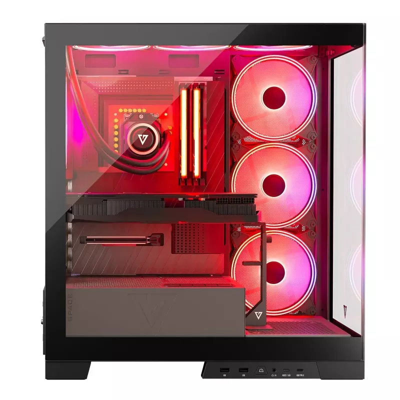PC korpusas MODECOM Volcano SPACE APEX ARGB Midi Tower, grūdintas stiklas, USB-C, palaiko ATX/microATX/Mini-ITX, GPU iki 430 mm, CPU aušintuvas iki 180 mm