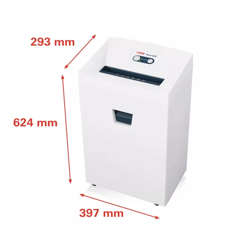 Smulkintuvas HSM Pure 420 dalelės 1,9x15mm — HSM biuro dokumentų dalelių smulkintuvas