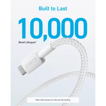 USB A–USB C laidas Anker A81H5G21 — 0,9 m, baltas