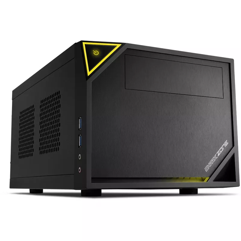 PC korpusas Sharkoon SHARK ZONE C10 Mini-ITX, juoda, geltona