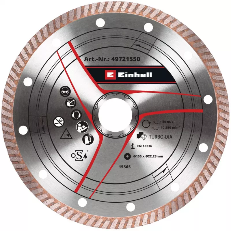 Deimantinis pjovimo diskas EINHELL 150×1,6 mm belaidžiams kampiniams šlifuokliams, M14 jungtis