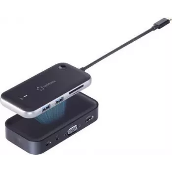 Renkforce RF-4499450 USB-C™ mini dokinimo stotelė Tinka prekės ženklui: Universalus belaidis vaizdo perdavimas, integruotas kortelių skaitytuvas (RF-4499450)