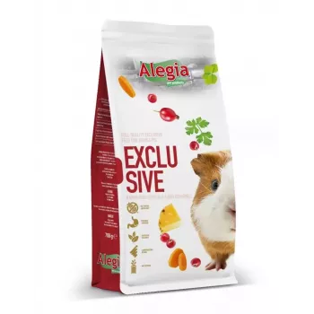 Sausas maistas jūrų kiaulytėms „Alegia Exclusive“ 700 g — daržovių skonio, be grūdų, be cukraus, be glitimo