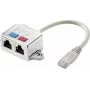 Renkforce RJ45 Tinklo T formos adapteris CAT 6 [2x RJ45 lizdas - 1x RJ45 kištukas] 15,00 cm Metalinis (RF-4538138)