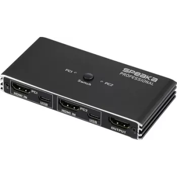 SpeaKa Professional HDMI 2.0 plonas KVM 2X1 USB2.0+IR, juodas HDMI jungiklis HDMI 3840 x 2160 pikselių (SP-13724436)