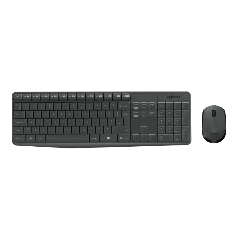 Logitech MK235 Patvarus belaidis klaviatūros ir pelės rinkinys pilkai