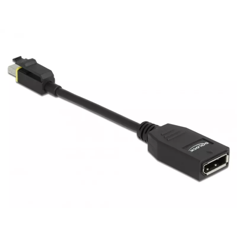 DeLOCK - DisplayPort adapteris - Mini DisplayPort (M) su fiksavimu į DisplayPort (M) - DisplayPort 1.4 - 15 cm - be halogenų, 8K palaikymas - juoda (65978)