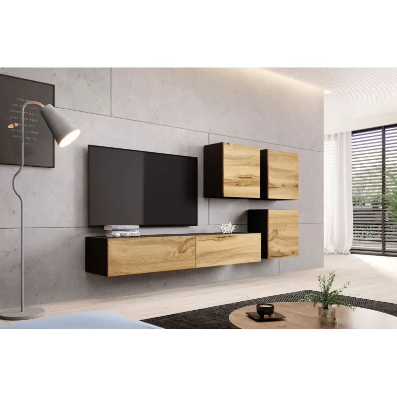 Sieninis spintelė cama meble VIGO 50×50×30 cm juoda / Wotan ąžuolas