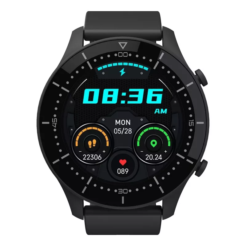 Išmanusis laikrodis MEDIA-TECH MT870 — 1,3 colio (3,3 cm) IPS jutiklinis ekranas, 51 mm korpusas, Bluetooth, juodas