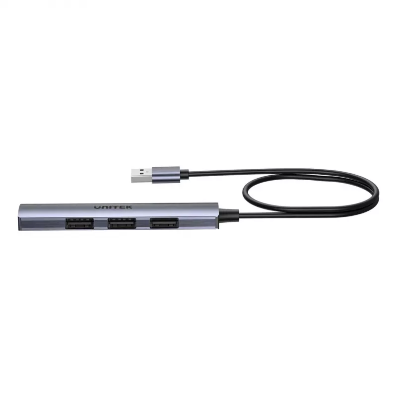 USB šakotuvas Unitek H1208CGY01 — 4 prievadų USB 3.0 (5 Gbps), suderinamas atgal su USB 2.0, aliuminis