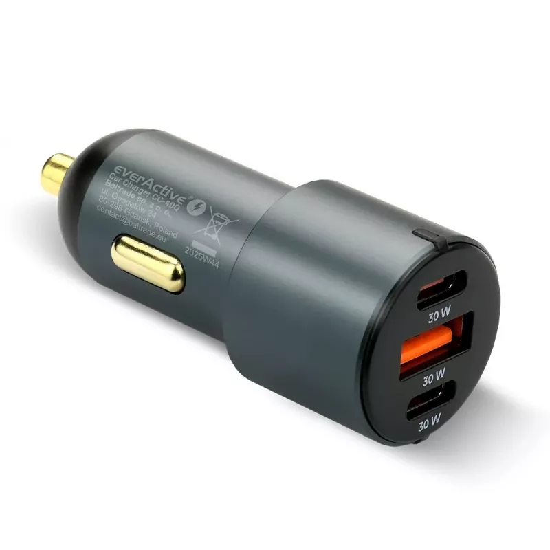 Automobilinis kroviklis everActive CC-40Q QC3.0 60W, USB automobilinis maitinimo adapteris mobiliems įrenginiams krauti