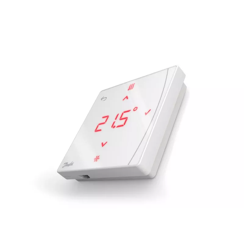 Mechaninis kambario termostatas DANFOSS 088U2121 su ZigBee, LED ekranu, AAA baterijomis, 57×57×57 mm