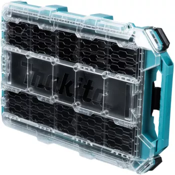 MAKTRAK Organizer Flat M, įrankių dėžė mėlyna/skaidri, skaidrus dangtis
