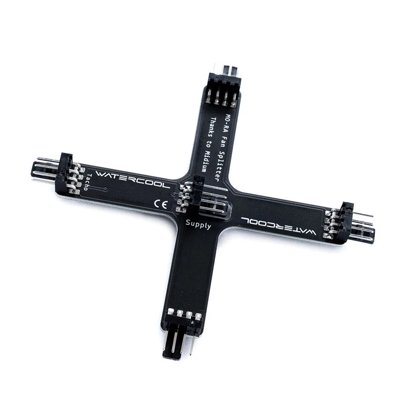 Radiatoriaus skirstytuvas Watercool MO-RA X-Splitter, skirtas Noctua NF-A20 ventiliatoriams