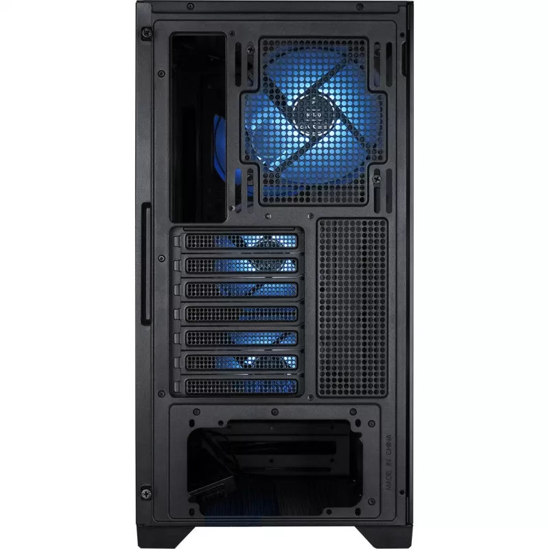 PC korpusas Silentware Flow 110 A-RGB Juoda — midi bokštas, grūdinto stiklo šoninis dangtis