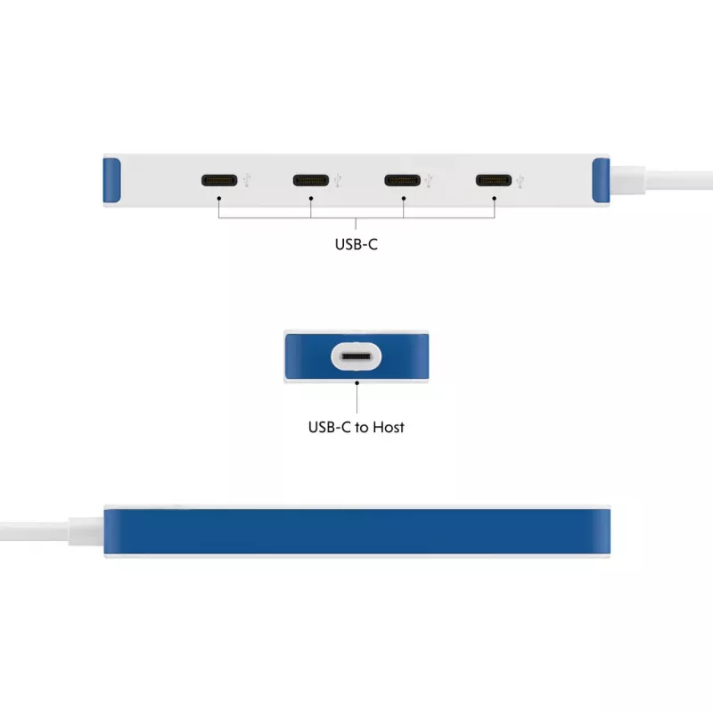 Hyper HyperDrive Flex 4 prievadų USB-C šakotuvas, balta/mėlyna | HD5201BUGL