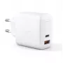 Sieninis įkroviklis Aukey PA-B3 Baltas GaN 65W USB-C / USB-A greitas įkroviklis