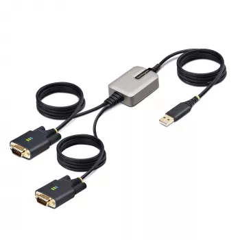 StarTech.com 4 m dviejų prievadų USB–serijinė sąsaja adapterio kabelis, keičiami DB9 varžtai/veržlės, COM išsaugojimas, USB-A į DB9 RS232, FTDI, 4 lygio ESD apsauga, Windows/macOS/ChromeOS/Linux – tvirta TPE konstrukcija