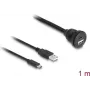 DeLOCK USB 2.0 laidas USB Type-A kištukas ir USB Type-C kištukas į USB Type-A lizdą ir USB Type-C lizdą 1 m juodas