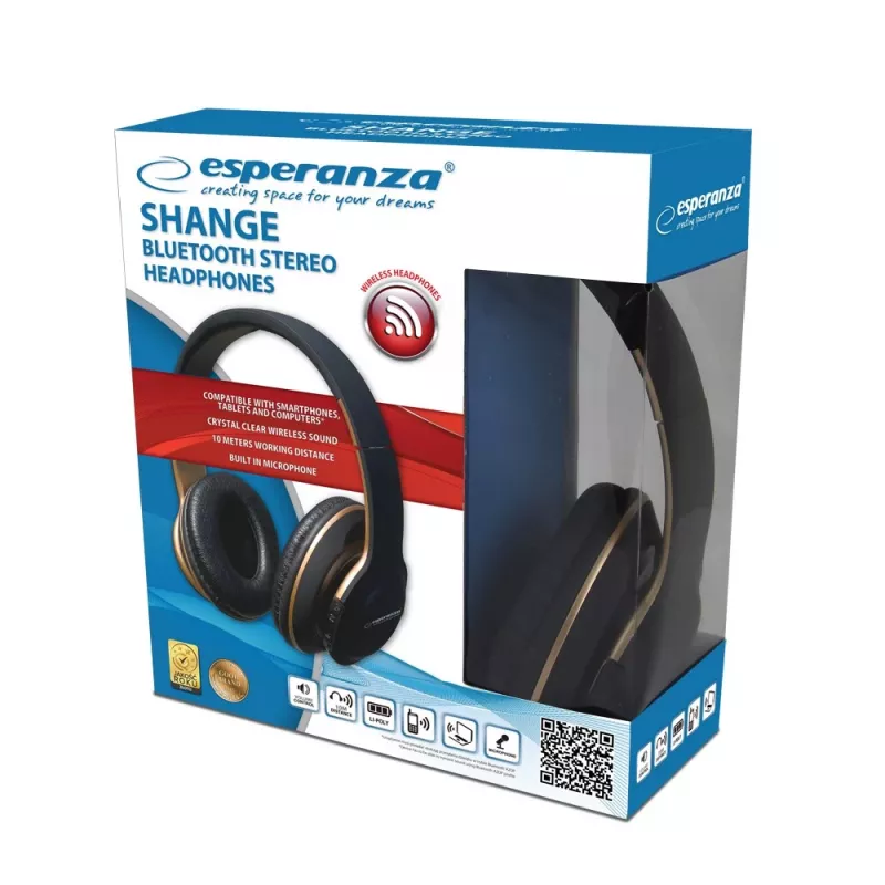 Esperanza EH220 Bluetooth ausinės ant galvos lankelio, juodos