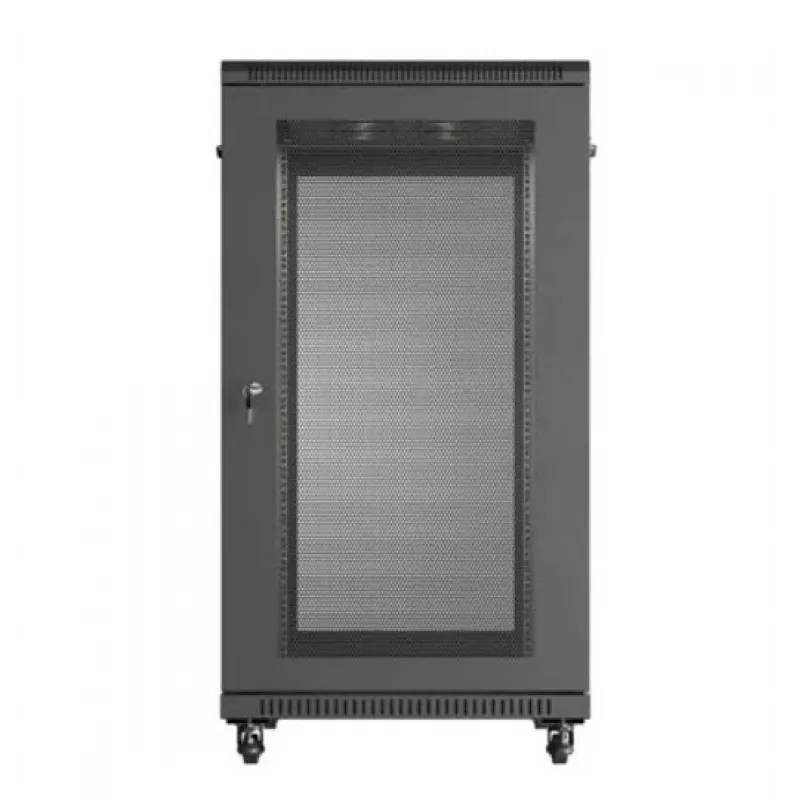 19 colių stovo spinta LANBERG FF01-6022-23B, 22U, 600×1000 mm, juoda, perforuotos durys