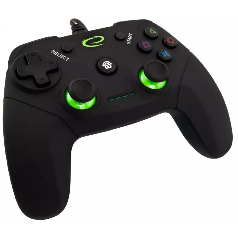Žaidimų pultelis ESPERANZA EGG110K laidinis USB su vibracija, 12 mygtukų, 1,5 m laidas – PC ir PS3